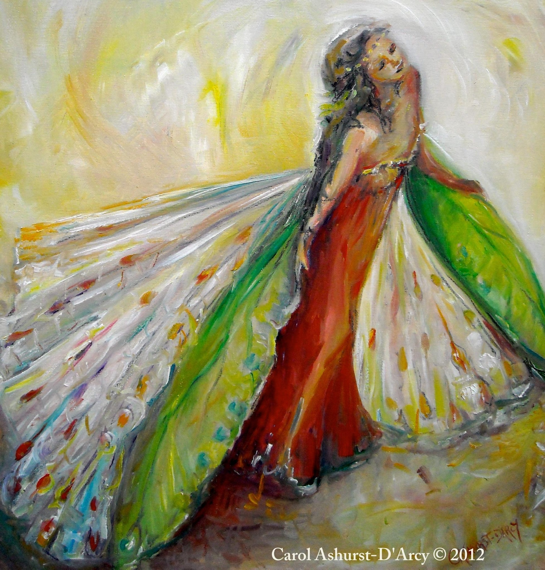 Arise — original oil painting by Carol D’Arcy. 40×40cm. Artist’s Collection. © Carol D’Arcy.